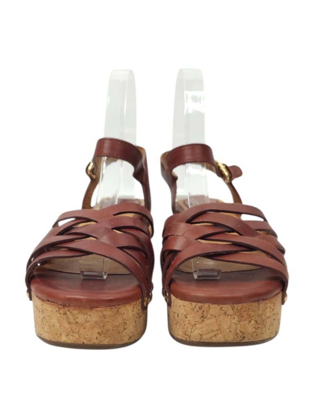 Bussola Mansfield Mavis Cork Wedge Sandals Platform EU 37 US 6 Brown Leather - Picture 3 of 16